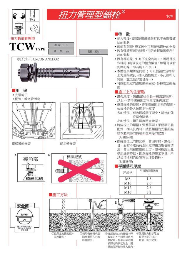 拉脹式錨栓 トルコンアンカー TCW-655