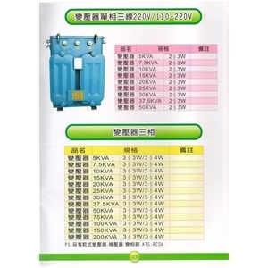 27 變壓器單相三線220V110-220V＆變壓器三相-漢祥企業有限公司
