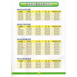 6 匯流排分電箱各產品尺寸-漢祥企業有限公司