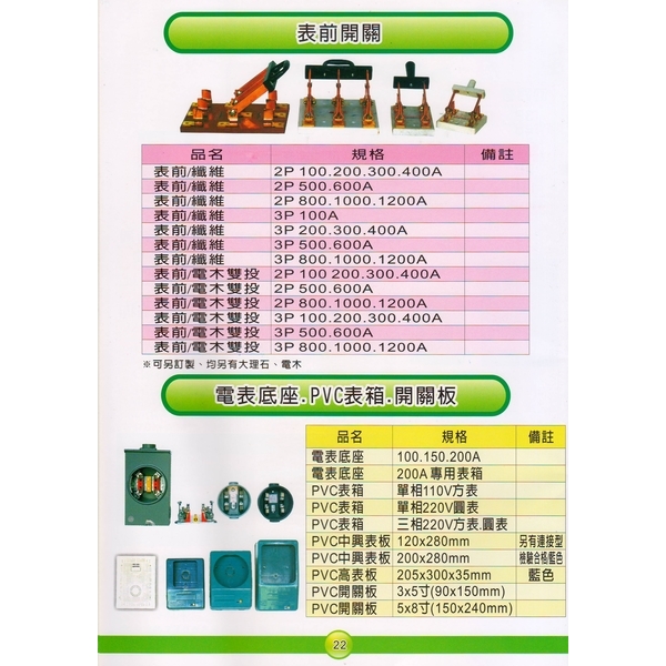 22 表前開關&電表底座.PVC表箱.開關板