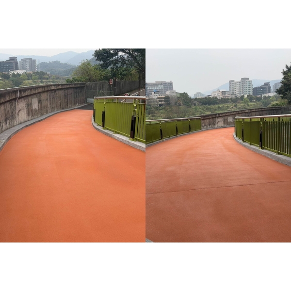 彩砂地坪應用於自行車道工程-劦翊實業有限公司