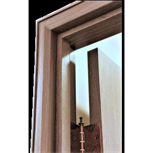 透明 拱橋 後裝門框胡桃木色 照-台灣國際門框建材有限公司