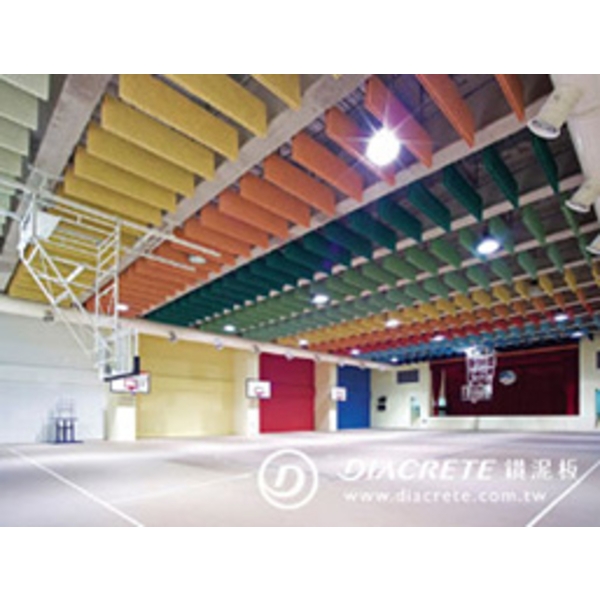 台北市私立光仁國小體育館_鑽泥板雙層式吸音障板天花-朋柏實業有限公司