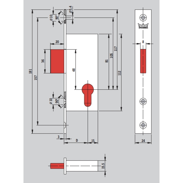 DORMAKABA 917 輔助鎖 Deadbolt Lock-美德亞有限公司