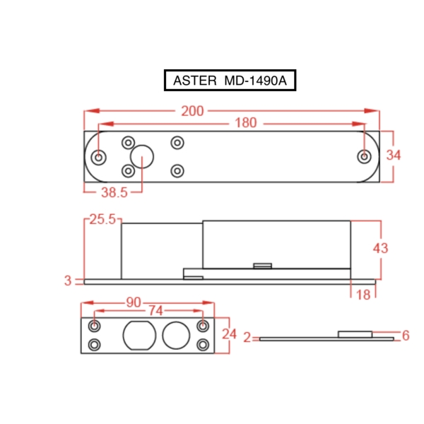 ASTER MD-1490A 陽極鎖 Electric Bolt Lock-美德亞有限公司