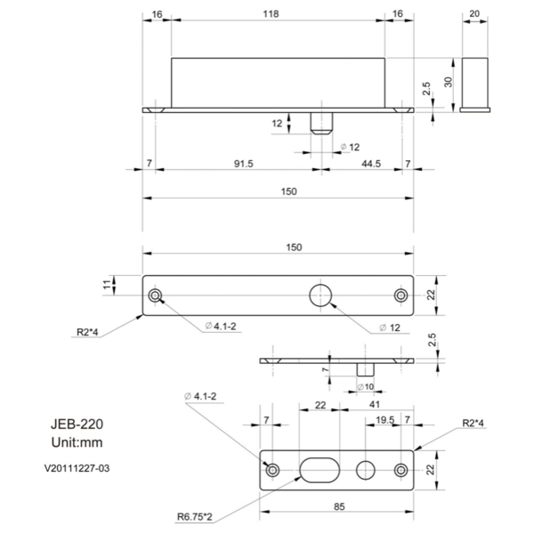 ASTER JEB-220 迷你型陽極鎖 Eletric Bolt Lock-美德亞有限公司