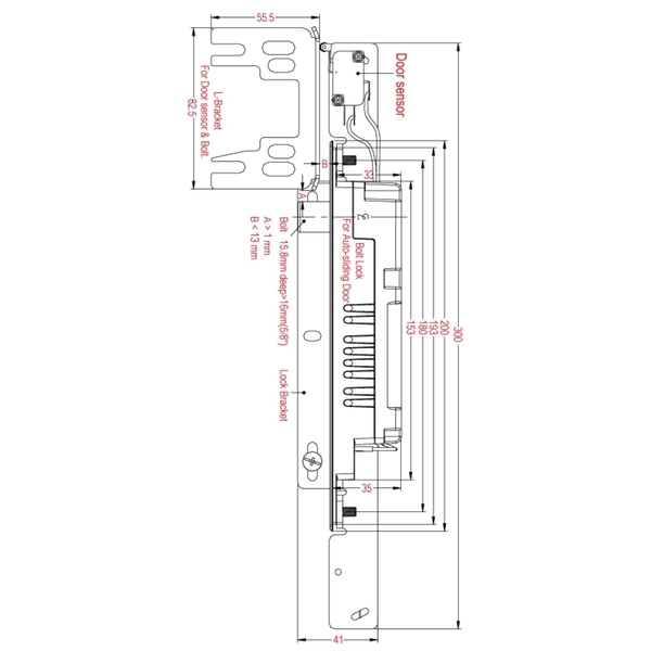 ASTER MD-250H 自動門陽極鎖 Electric Bolt Lock For Automatic Sliding Door-美德亞有限公司