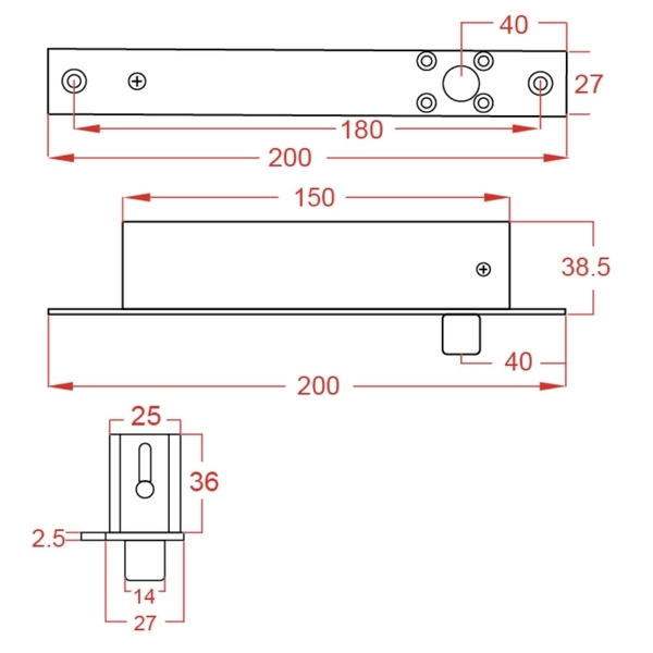 ASTER MD-2490 窄型陽極鎖 Narrow Electric Bolt Lock-美德亞有限公司