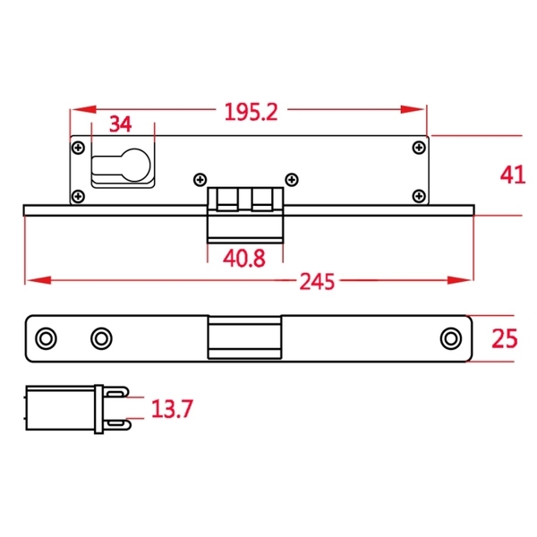 ASTER MD-245SL 雙向開玻璃門用陰極鎖 Electric Strike Lock For Glasses Door-美德亞有限公司