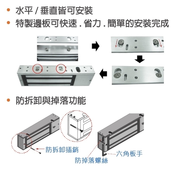 ASTER MD-01HT 1200磅外露型磁力鎖 Magnetic Lock-美德亞有限公司