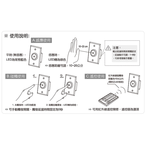 ASTER NH-450 非接觸開關 Wireless Non-Contact switch-美德亞有限公司