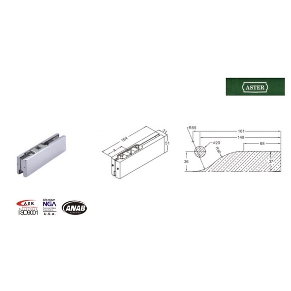 ASTER PT-20A 玻璃門用上夾具／上包角 Top Patch
