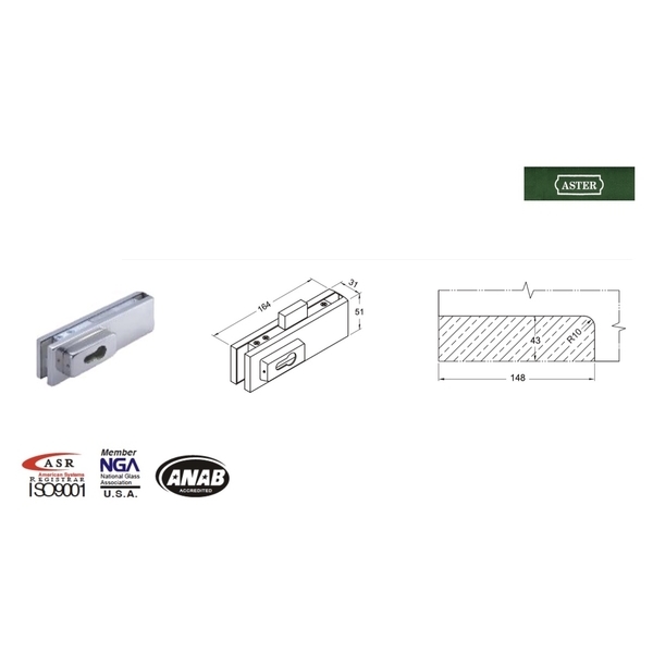 ASTER US-10 玻璃門鎖 Corner Lock