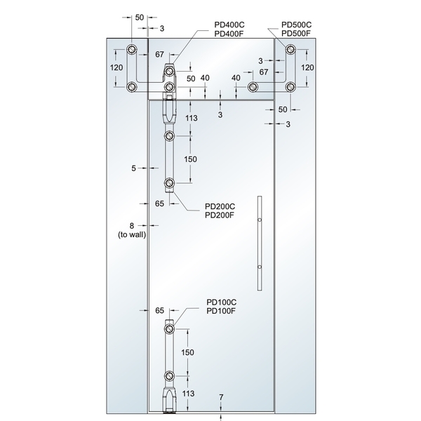 ASTER PD10 玻璃門用圓棒包角 Patch For Pivot Door-美德亞有限公司