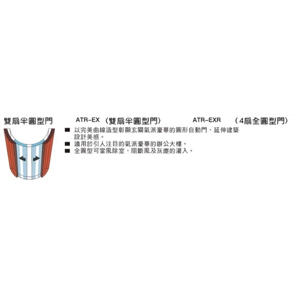 JAD ATR-EX, ATR-EXR 圓弧型自動門機 Circutar Sliding Door-美德亞有限公司