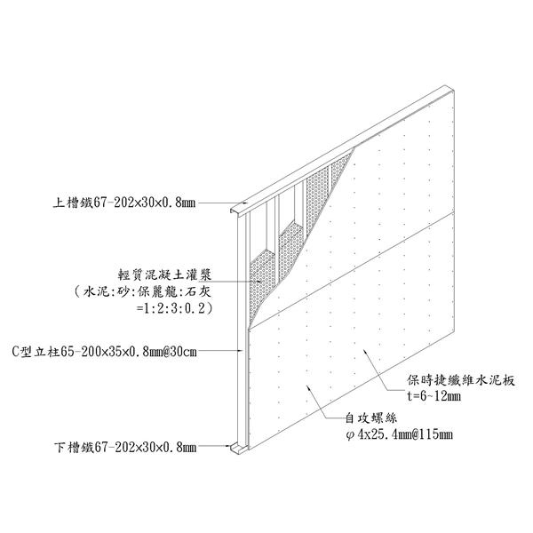 保時捷灌漿牆立體剖面圖大樣圖-家碩防火建材有限公司