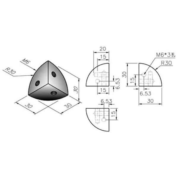 鋁擠型 連結塊 (M6)  AR30連結塊-巨碩精機有限公司