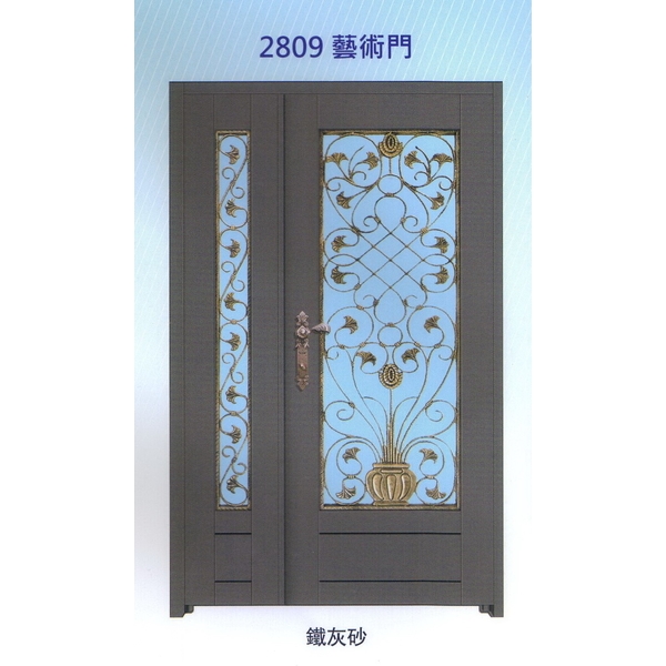 外玄關雙發門花藝術門2809