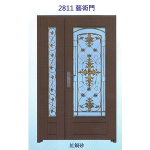 外玄關雙發門花藝術門2811-大亞金屬工程有限公司