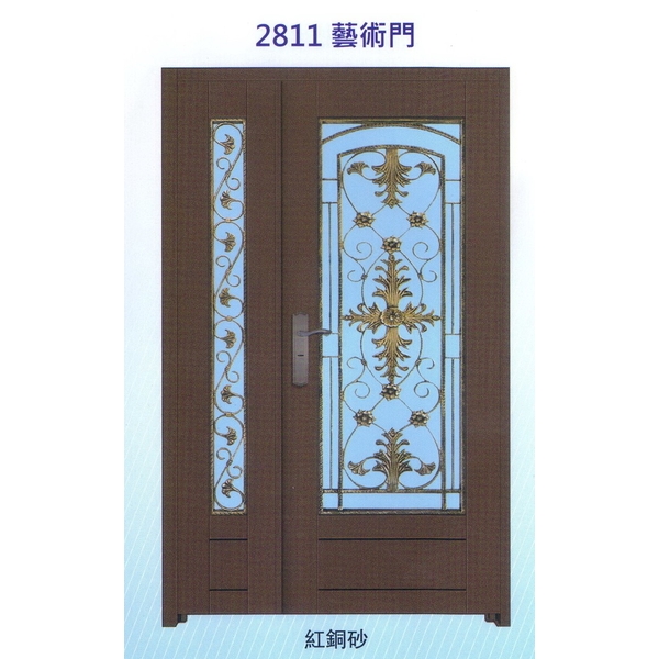 外玄關雙發門花藝術門2811