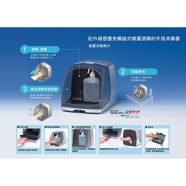 自動噴霧式手指消毒器GENIE-9000-新誼國際有限公司
