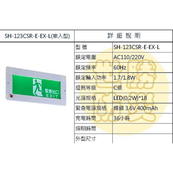 嵌入式緊急出口燈
