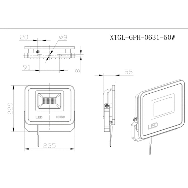 LED投光天井兩用燈－GPH路燈－50瓦-興台光科技有限公司