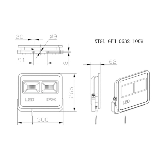 LED投光天井兩用燈－GPH路燈－100瓦-興台光科技有限公司