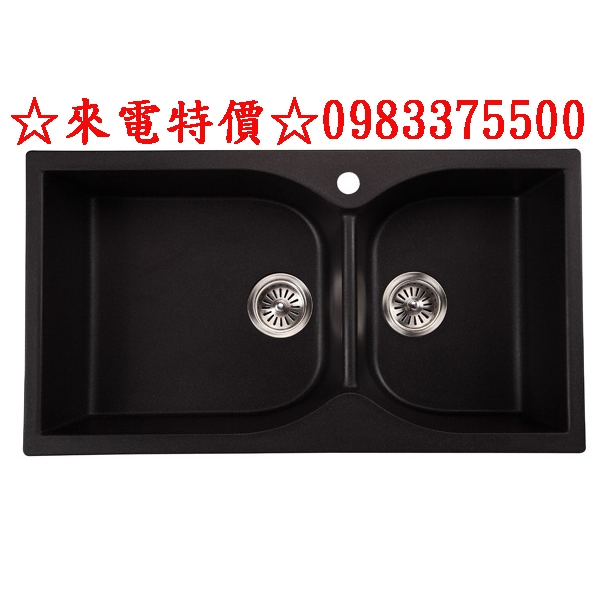 0983375500☆來電特價☆ENZIK韓國花崗岩水槽 EKD-880 金屬黑花崗岩造型雙槽(耐高溫 易清潔維護)