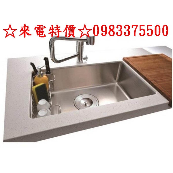 0983375500☆來電特價☆Colin水槽 台灣精品不銹鋼水槽KL-167 歐式小圓四角方型單槽 防蟑大提籠 大吉熊