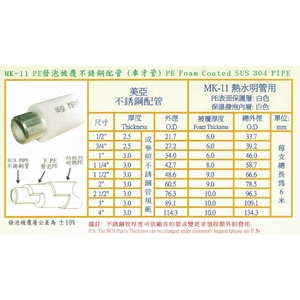 MK-11 PE發泡被覆不銹鋼配管(車牙管)-星灃水電管件企業股份有限公司
