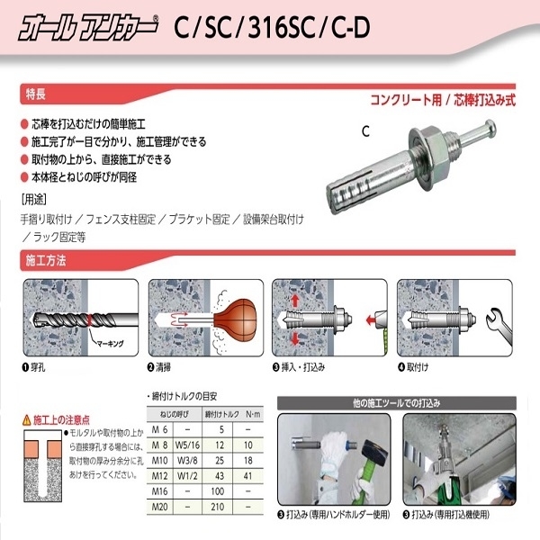 鎚釘式錨栓 オールアンカー C-1210-三幸商事顧問股份有限公司