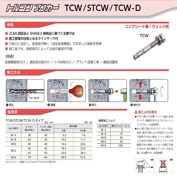 拉脹式錨栓 トルコンアンカー  TCW-1215-三幸商事顧問股份有限公司