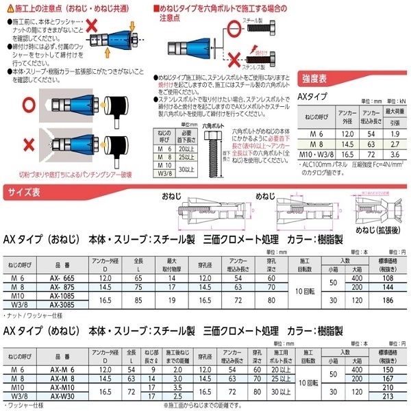 ALC板用錨栓 エーエルシーアンカー  AX-665-三幸商事顧問股份有限公司