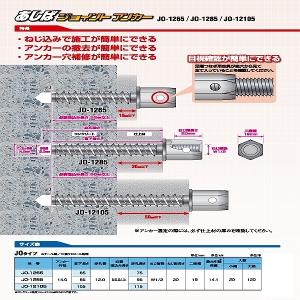鷹架用錨栓 あしばジョイント JO-1265-三幸商事顧問股份有限公司