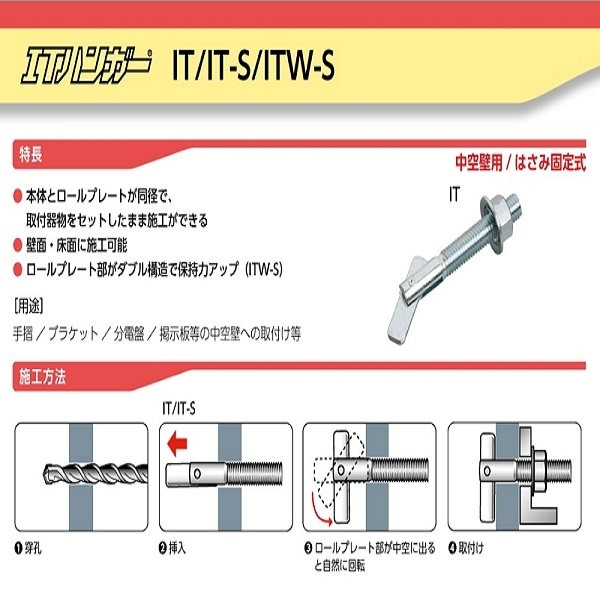中空壁用錨栓 ITハンガー IT-1010S-三幸商事顧問股份有限公司