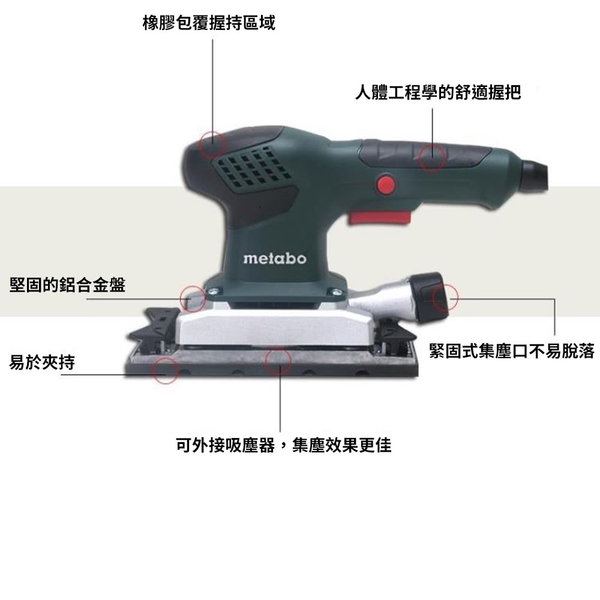 【metabo 美達寶】 長形砂紙機 SR 2185(插電工具)-台灣華嶠貿易股份有限公司