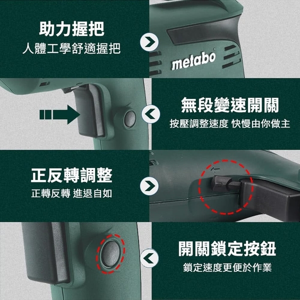 metabo 美達寶】 四分手提震動電鑽 SBE 650(插電工具)-台灣華嶠貿易股份有限公司