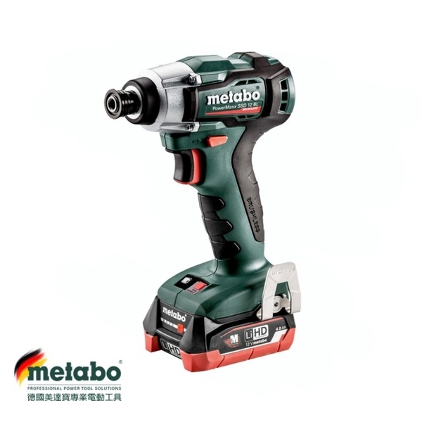 【metabo 美達寶】 德國美達寶 12V鋰電無刷衝擊起子機 POWERMAXX SSD 12 BL(雙4.0AH電池套裝組)