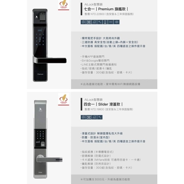 【AiLock】 7合1 Premium Plus 旗艦推拉 電子鎖-秉佑企業社