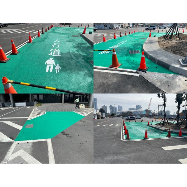 人行道－冷塑型彩色止滑道路塗料-綠底-新晟化工原料企業有限公司
