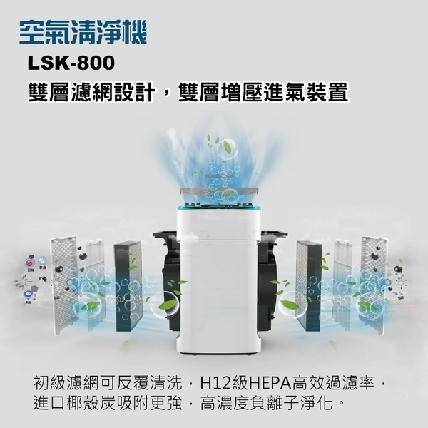 [順帆]負離子空氣清淨機 LSK-800／原廠全新／高屏經銷商／高雄綠陽能源環保-綠陽能源環保有限公司