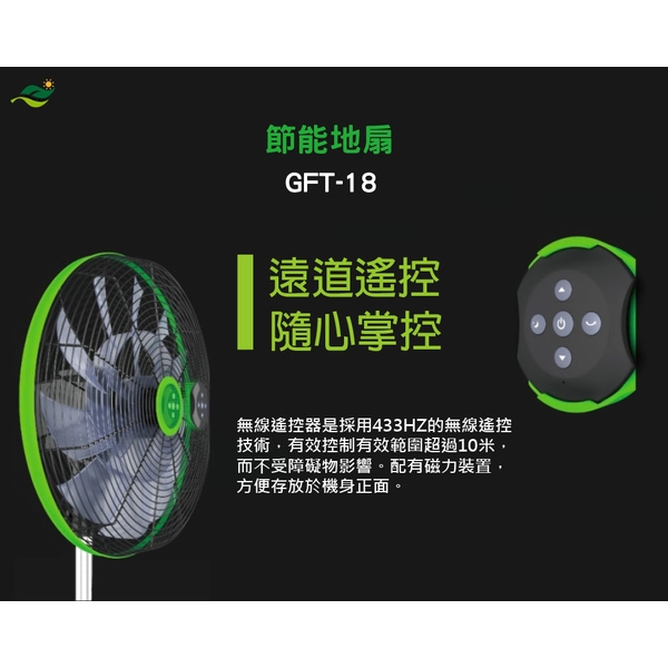 [順帆]18吋DC節能廣角遙控壁扇GFW-18／原廠全新／高屏經銷商／高雄綠陽能源環保-綠陽能源環保有限公司