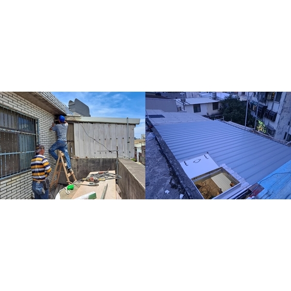 住家整修4樓後陽台搭設鐵皮屋及油漆粉刷