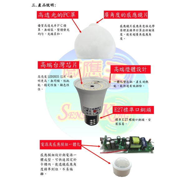 CY-315A  紅外線感應燈泡-感應王科技有限公司