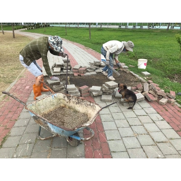 松竹捷運旁.南興路(南興公園)人行步道磚.重鋪整修-承蓁工程行