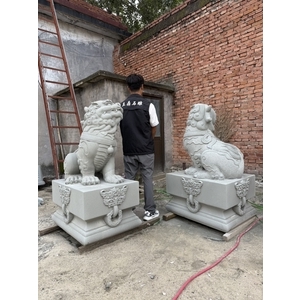 靈獸石雕-造型（獅）青斗石雕製-立鼎石雕