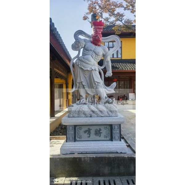 神像石雕-哼哈二將-633白花崗石雕製