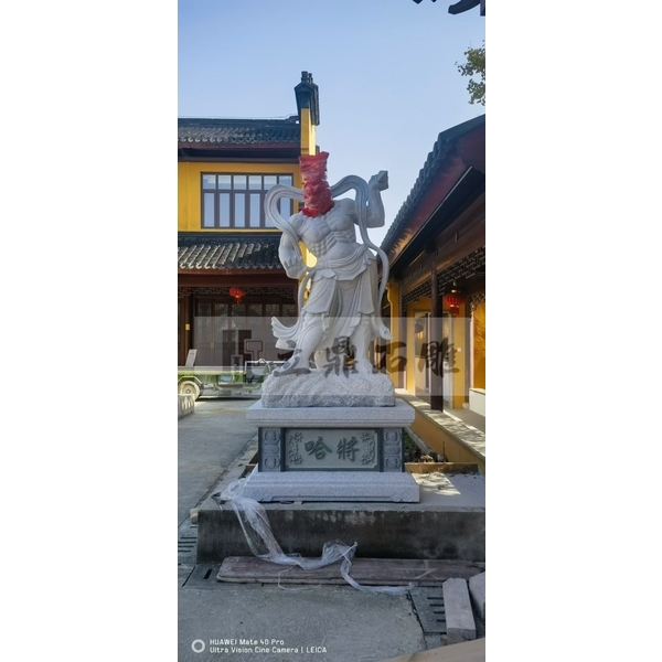 神像石雕-哼哈二將-633白花崗石雕製-立鼎石雕