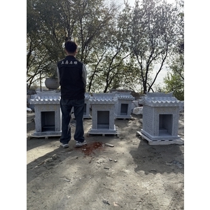 宗教石雕-633白花崗石雕製小型石屋-立鼎石雕